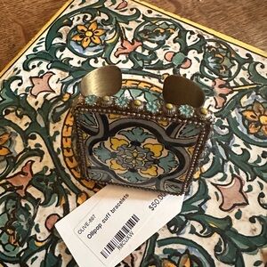 NWT Ollipop Tile & Hammered Brass Cuff Bracelet
